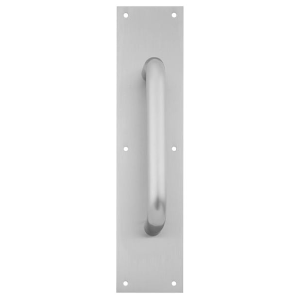Pull Plate, 10-in CTC, 1-in Diameter, 1-1/2-in Clearance, 4-in x 16-in, Satin Stainless Steel